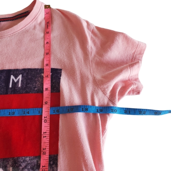 SOLD TOMMY JEANS Graphic Crop Tee Shirt Cotton Pink - Picture 10 of 14